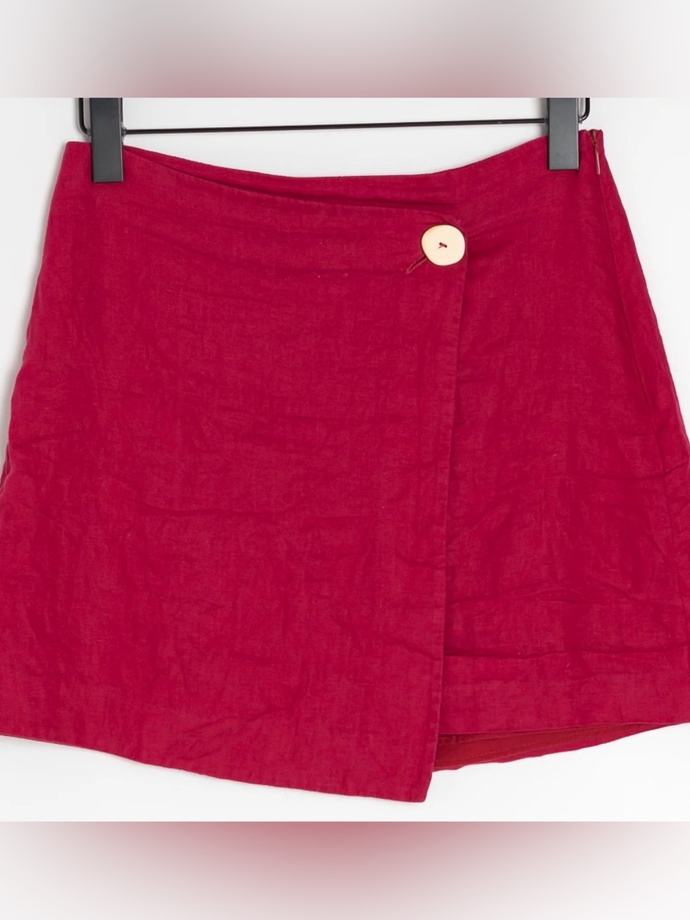 Mango Red Wrap Mini Skirt with Button Detail